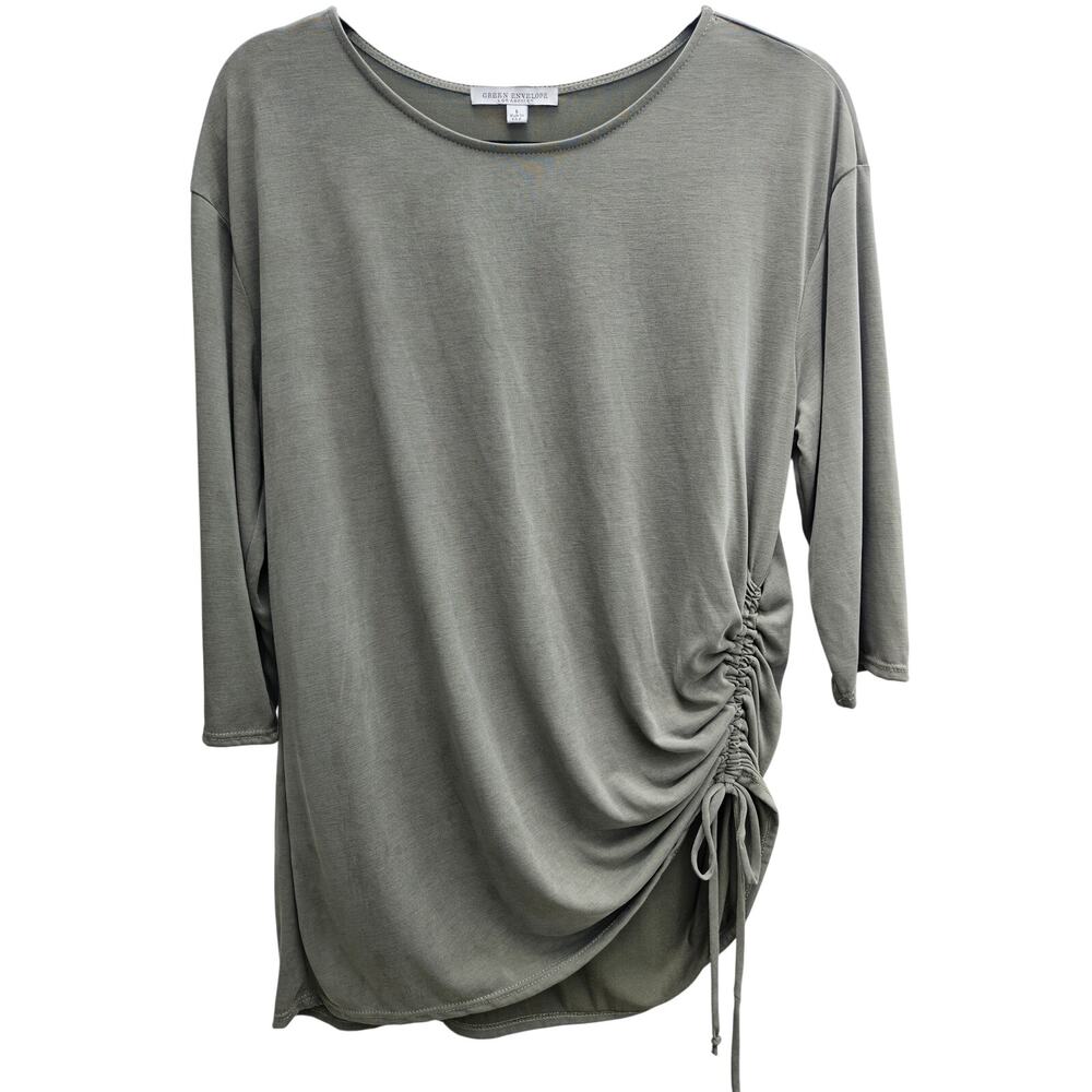 Butter Soft Green Envelope Los Angeles -L- ModalPoly Tunic Olive 3/4 Sleeves B37